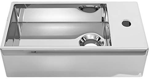 Tidyard Waschbecken Ausgussbecken Spülbecken mit Überlauf 49 x 25 x 15 cm Keramik Silbern