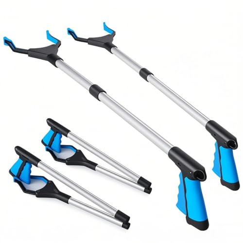 Juego de 2 pinzas de agarre plegables para personas mayores, 81,3 cm, pinza de agarre plegable, herramienta de recogida para jardín, extensión de brazo