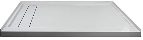 Transolid FLU6030L-39 Linear 60-in W x 30-in L Rectangular Alcove Concealed End Drain Shower Base with Left Hand Drain, Grey