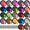 Duufin 22 Gläser Nagelpuder Set Chrom Nagelpulver, Metallic Nägel Pulver Mirror Powder Nägel mit 22 Stück Lidschatten Sticks für Maniküre Nagel Dekoration