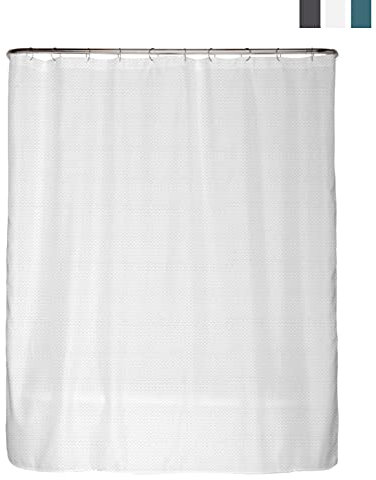 arteneur® - Premium Duschvorhang 180x180 – Antischimmel Duschvorhang Weiß mit Struktur-Stoff, Blickdicht, Wasserdicht, Waschbar & inkl. E-Book & Ringe (Schnee Weiß)