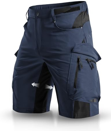Wespornow Shorts Cargo pour Hommes avec 6 Poches, Pantalons de Travail VTT, Bermudas Courts, Pantalons Chino, Stretch, randonnée Estivale, Shorts de Cyclisme (Bleu Marine foncé,S)