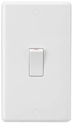 Knightsbridge CU8332N Curved Edge 45 A DP Switch with Neon, White