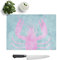 Glass Chopping Board - Pink & Duck Egg Blue Lobster Art Painting - Textured Worktop Saver Cutting Board - Heat Resistant, Shatterproof and Hygenic - 39 x 28.5 cm
