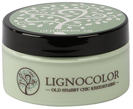 Lignocolor 100ml Kreidefarbe (Old Green) Shabby Chic Lack Landhaus Stil Vintage Look Chalky finish
