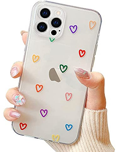 Urarssa Kompatibel mit iPhone 12 Pro Max Hülle Cute Love Heart Handyhülle Transparent Stoßfest dünn weich TPU Silikon Schutzhülle Handytasche Flexible Case für iPhone 12 Pro Max, Hohl Herz
