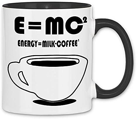 wowshirt Tasse Energy Milk Coffee Kaffee Einstein E=MC, Farbe:White - Black