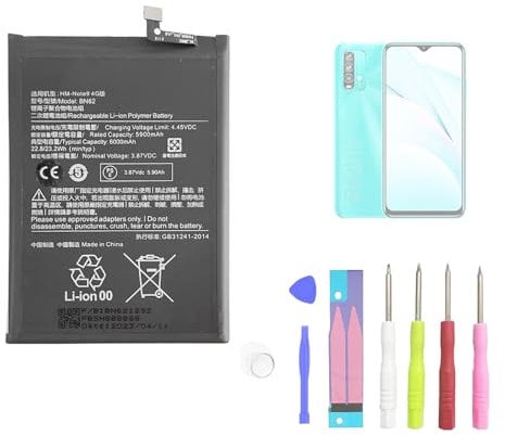 Aousavo BN62 batería de Repuesto Compatible con Xiaomi Redmi 9T Note 9 4G Poco M3 con Kit de Herramientas Gratuito