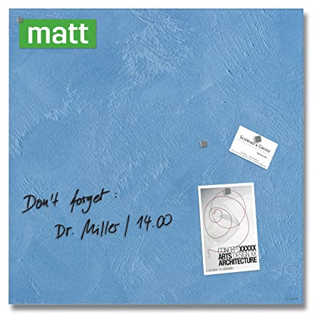 SIGEL GL294 Premium Glas-Magnettafel 48x48 cm, blau, Design Blue Structure, matt - nicht spiegelnd, SGS geprüft, einfache Montage, incl. 3 Magnete, Artverum