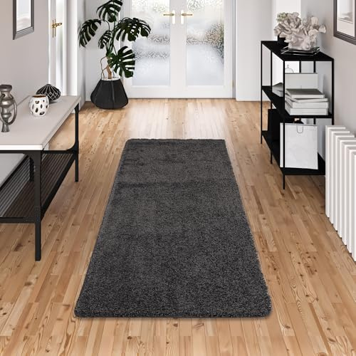 Snapstyle Luxus Hochflor Langflor Teppich Läufer Milano Anthrazit in 9 Größen