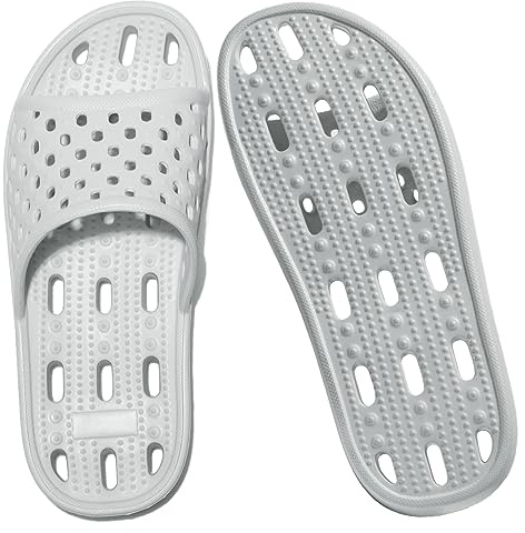 Josaywin Badelatschen Damen Badeschlappen rutschfeste Leichte Bequeme Eva Duschhausschuhe Sommer Badelatschen Unisex Badeschuhe Schlappen Grau Gr.44