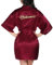 Vlazom Kimono In Raso da Donna,Camicie da Notte Sexy Elegante Scollo V con Cintura Tasche Abito Corto Accappatoi e Vestaglie da Sposa,XXL,B-Fucsia