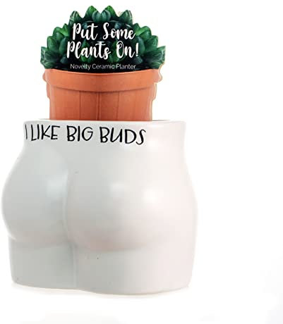 Boxer Gifts Like Big Buds Pot de Fleurs Fantaisie en Forme de Corps | Cadeau Amusant et Grossier pour décoration d'intérieur, céramique, Blanc, Taille Unique