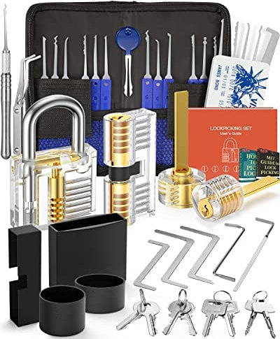 Eventronic 38+4 Stück Lockpicking Set, [2024 Schwierigkeit Upgrade & Geschenk Ideal] Dietrich Set mit 4 Transparente Schlösser und 4 Schwarze Verschlusshülsen, Handbuch für Anfänger & Profisrleicht