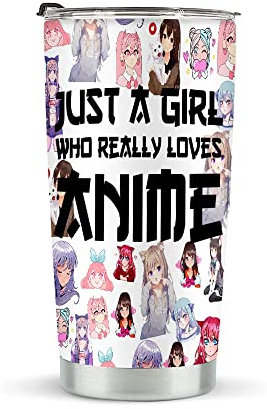 LONGXIN Anime Fans Tumbler, Stainless Steel Tumblers 20oz, Anime Lover Gifts for Women Girls Friends Sister, Birthday Christmas Gift for Her, Just A Girl Who Really Loves Anime