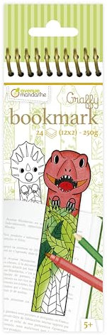 Avenue Mandarine GY145C - Graffy Bookmarks, Lesezeichen zum Ausmalen, 250g Zeichenpapier, mit je 12 Motiven x 2, ideal für Kinder ab 5 Jahren, 1 Stück, Dino