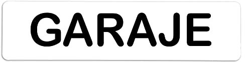 Becral® - Señal adhesiva de PVC GARAJE | Placa puerta PVC BLANCO | Señal informativa | Cartel Puerta 200X50mm