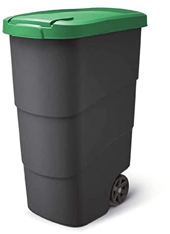 Prosperplast Wheeler - Cubo de basura universal (90 L, con ruedas y tapa), color verde
