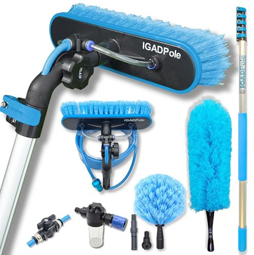 IGADPole 20ft (6m) Washing Kit: Water-fed Brush, Soap Dispenser and hose tap