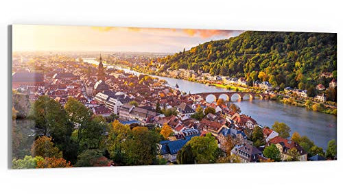 DEQORI Glasbild Echtglas | Motiv Blick über Heidelberg | horizontal einteilig 150x60 cm | schöne Dekoration | Wandbild für Wohnzimmer, Schlafzimmer, Flur & Küche | moderne Wanddeko
