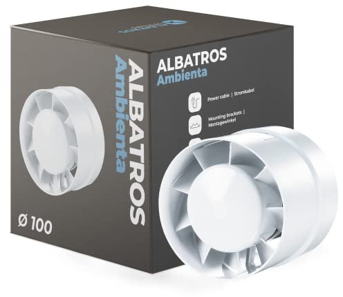 Albatros Ambienta Rohrventilator 100mm - Extra Langlebig und Leistungsstark - Energieeffizienter Rohrlüfter 230V für Badezimmer, Büroräume und Wohnräume - Einfache Installation (100mm)