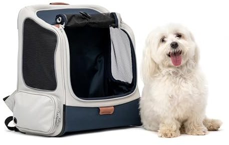 PetSafe Happy Ride Backpack Pet Carrier - Perfect for Dogs & Cats up to 20lbs - Mesh Windows for Comfortable Travel - Harness Tether for Safety - Easy Access Treat Opening - Can be Secured in The Car