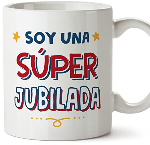 MUGFFINS Tazas para JUBILADA mujer - En Español - Soy Súper - 11 oz / 330 ml - Regalo original y divertido