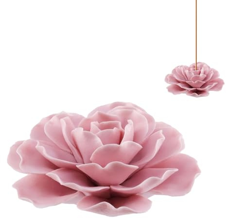 Bitray Porta incenso rosa 8,5 cm di diametro porta incenso in ceramica a forma di fiore per studio di yoga
