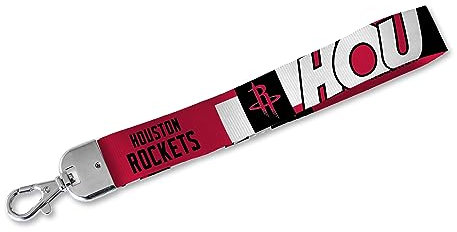 Rico Industries NBA Basketball Houston Rockets Handgelenk-Schlüsselband, niedlicher Handgelenkriemen, Schlüsselanhängerhalter für Damen und Herren, Autoschlüssel, Ausweise, Karten, Geldbörse, Telefon,