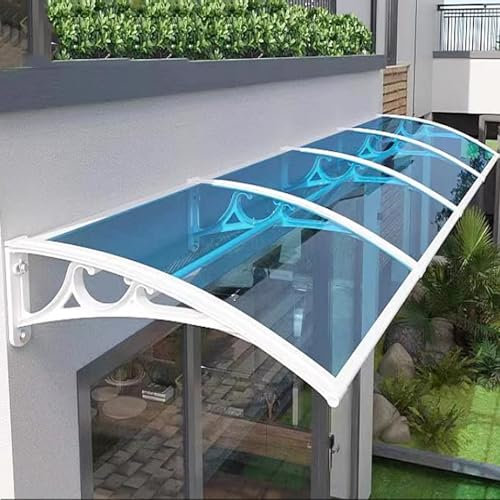 Türvordach,Vordach Haustürvordach,Vordach Haustür Überdachung,Sonnenschutz Regenschutz Türdach Pultbogenvordach,Türdach Überdachung aus Aluminium und Polycarbonat (80x260cm/32x102)