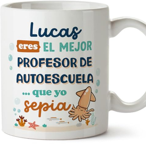 MUGFFINS Tazas Personalizadas para PROFESOR DE AUTOESCUELA hombre - En Español - Mejor que yo Sepia - 11 oz / 330 ml - Regalo Personalizable original y divertido