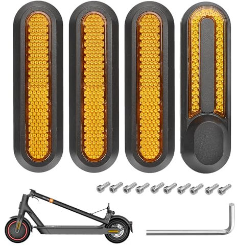 XPOOP 4 Stück Roller Radabdeckung Reflektorstreifen,Reflektierende Hinterradabdeckungen,Roller-Seitenabdeckung mit Reflektor,Scooter Reflektoren Hinterradabdeckung (Gelb)