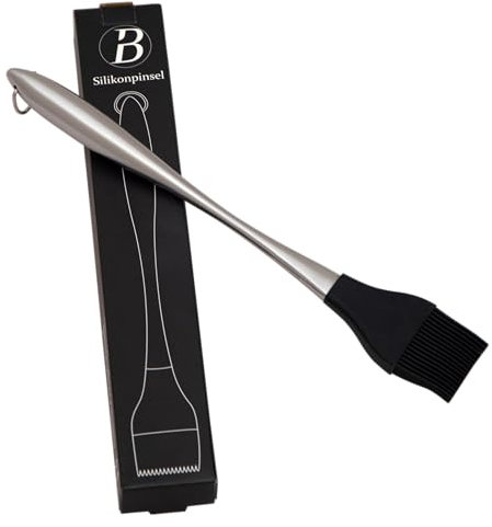 BABOSSA® Silikonpinsel aus Edelstahl | Pinsel zum Marinieren von Saucen & Marinaden | Ideal zum Grillen, Backen und Braten mit Silikonborsten | Für Küche & Grill