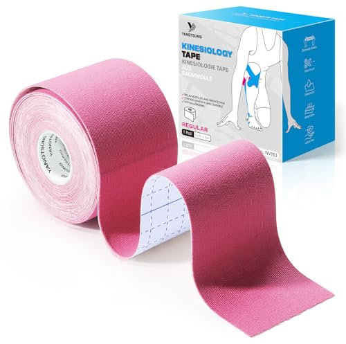 YANGTSUNG Kinesiotapes, 1 Kinesiologie Tape Rollen(5m x 5cm), Profi Physio Tape, Wasserfestes und Elastisches Sport Muskel Tapes, Medizinisches Tape für Schulter, Knieschmerzen, Ellenbogen, Schulter