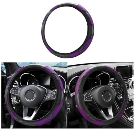 Adunsiaoto Lenkrad Abdeckung Echtes Leder Breathable Anti Slip, Atmungsaktiver Lenkradschutz Geeignet für Auto/SUV, Gemütliche Atmungsaktive Lenkradschoner(Lila)