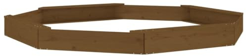 vidaXL Sandkasten, Achteck Sandkiste mit Sitzen, Sandbox mit bodenlosem Design, Holz Spielzeug für Garten Outdoor, Honigbraun Massivholz Kiefer