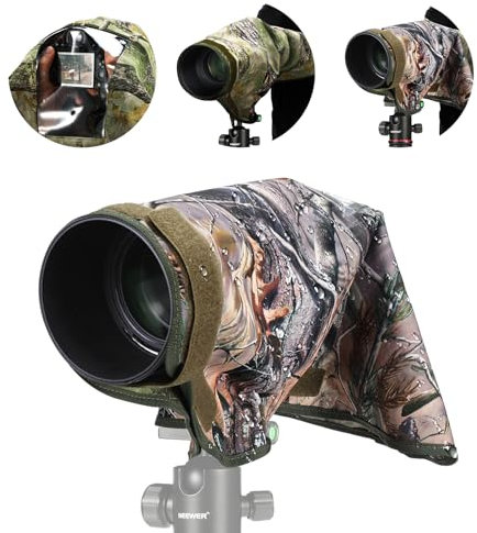 NEEWER Camera Rain Cover, M Medium Size Waterproof Raincoat Cover Sleeve for Canon Sony Nikon Fujifilm DSLR Camera & Lenses up to 200mm, Dual Sided Camouflage Green Camo Nylon, PB021