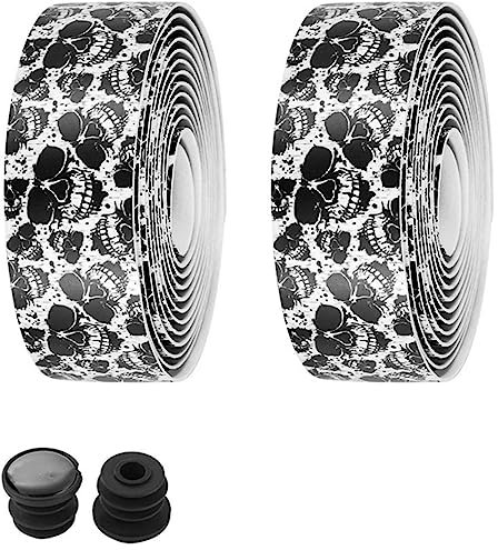 Lenkergriffband, Lenkergriffband, Lenkerband, bequemes Lenkerband, Rennrad, Straßenaufhänger, Band, Griffband, Lenker, Fahrradroute, Lenkradwickelband for Rennräder (Farbe: Weißer Totenkopf)