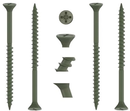RADSO® 10g (5.0 x 90mm) Decking Screws Pozi Drive Flat Double Countersunk Head Exterior Green Organic Finish Anti Corrosion Woodscrews For Decking Fence Floorboard Hardwood Softwood (Pack of 25)