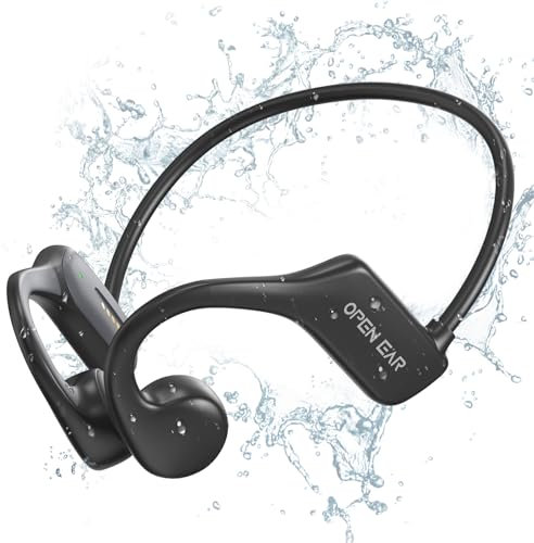 ANINUALE Bone Conduction Headphones Swimming Headphones Bluetooth v5.3 IP68 Waterproof Wireless Earphones Open Ear with 32GB Memory MP3 Headphones for Simming, Running, Diving,Cycling