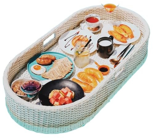 Pool Tablett Poolbar Schwimmend Rattan Schwimmendes Tablett Serviertablett Tisch Bar Schwimmbad Schwimmt Für Sandbänke Spas Partys Schwimmendes Tablett Für Pool