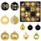 44pcs Christmas Tree Decorations - Black Gold Baubles, Xmas Ball Ornaments 3cm & 6cm Mini Baubles, Plastic Bulbs for Home, Party & Wedding Decor