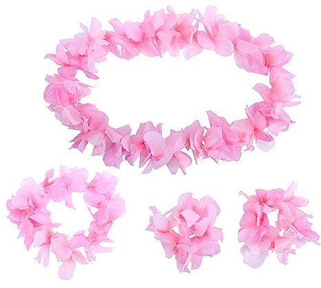 PRETYZOOM Accessorio Per La Celebrazione Del Luau Set Di 4 Corone Di Fiori Hawaiani Collane Bracciali E Cerchietto Con Ghirlanda Floreale