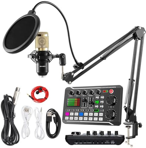 NRSW Professional Audio Mixer, F998 Live Sound Card with DJ Mixer Effects & Voice Changer for PC, Smartphone, Studio Recording & Broadcasting, Cantileverpackage