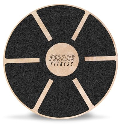Phoenix Fitness Wooden Balance Board - Non-Slip Wobble Board for Core Workout, Rehabilitation, Exercise & Strength Training - Heavy-Duty Stability Disc for Men and Women - Core Trainer for Home & Gym