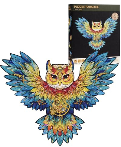 ROBOTIME Holz-Puzzles 200 Teile Holz-Puzzle für Jugendliche und Erwachsene, 288x276cm, Farbige Lehrreiche Puzzles für Geburtstag, Weihnachten (Eule)