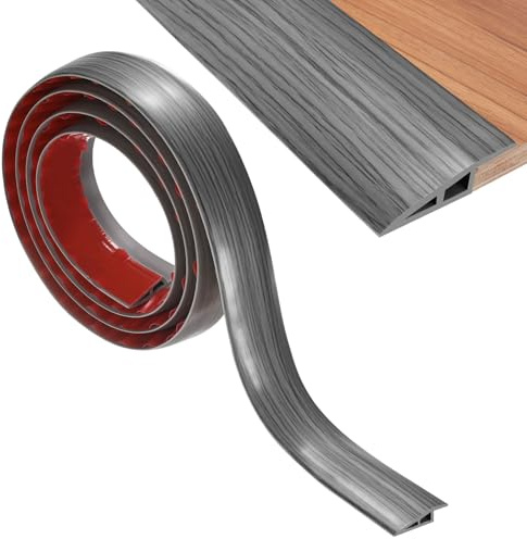 M METERXITY Floor Transition Strip, 6.56FT PVC Door Transition Strip Self Adhesive Suitable for Doorways/Tile/Carpet, Floors Cover Heights Within 2/5Inch(10mm) [Dark Grey Wood Grain]