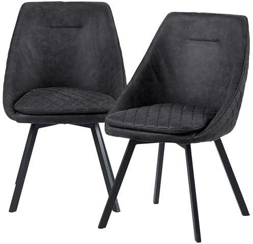 TRISENS Essstuhl Drehstuhl Esszimmerstuhl Designstühle PU Lederbezug in Antik Optik Küchenstuhl, Farbe:Schwarz, Menge:2 St.