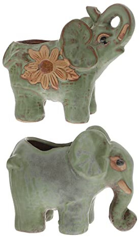 Toyvian 2 Pièces Pot de Fleurs Céramique Éléphant Cache Pots Vintage pour Plantes Cactus pour Décoration Intérieure Extérieure