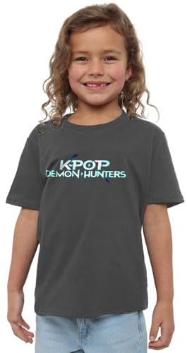 Kpop Demon Hunters Unisex Kids K-pop Demon Hunters - Full Colour Logo Kids T Shirt, Navy T-Shirt